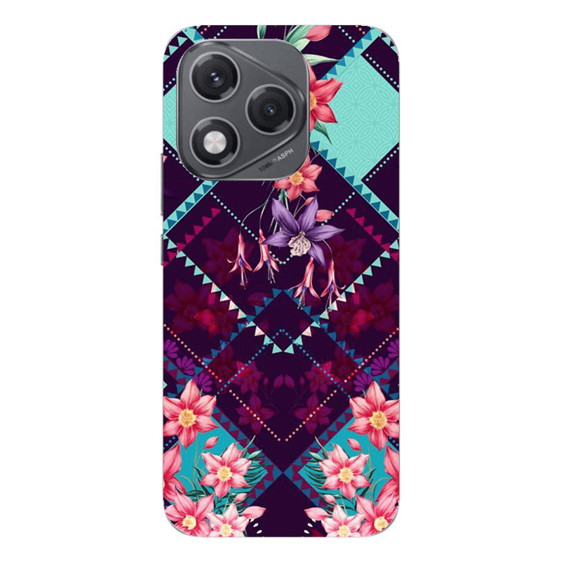 Honor 400 Lite Checkered flowers Transparent Silicone TPU Θήκη